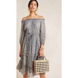 Anthropologie Kira‎ Off-The-Shoulder Peasant Dress Multi Size 8